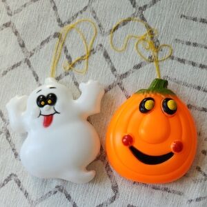 Vintage Halloween Ghost and Pumpkin Hanging Light Decorations